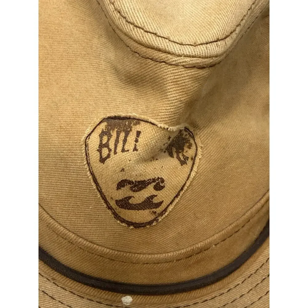 Vintage Billabong USA Made Surf Outback Hat Tan Canvas Boonie Beach Chin Strap